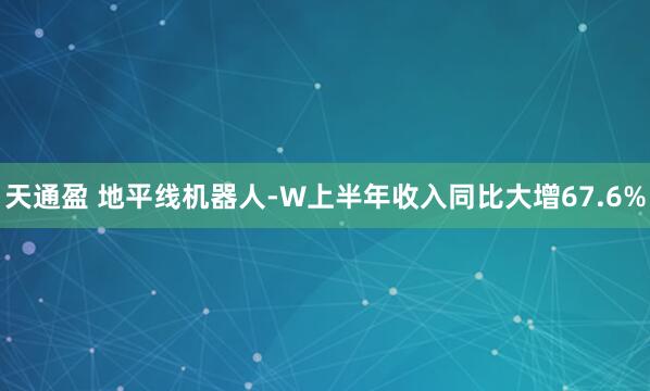 天通盈 地平线机器人-W上半年收入同比大增67.6%
