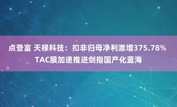 点登富 天禄科技：扣非归母净利激增375.78% TAC膜加速推进剑指国产化蓝海