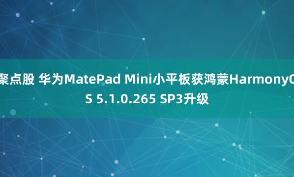 聚点股 华为MatePad Mini小平板获鸿蒙HarmonyOS 5.1.0.265 SP3升级
