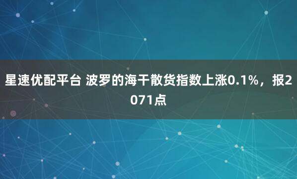 星速优配平台 波罗的海干散货指数上涨0.1%，报2071点